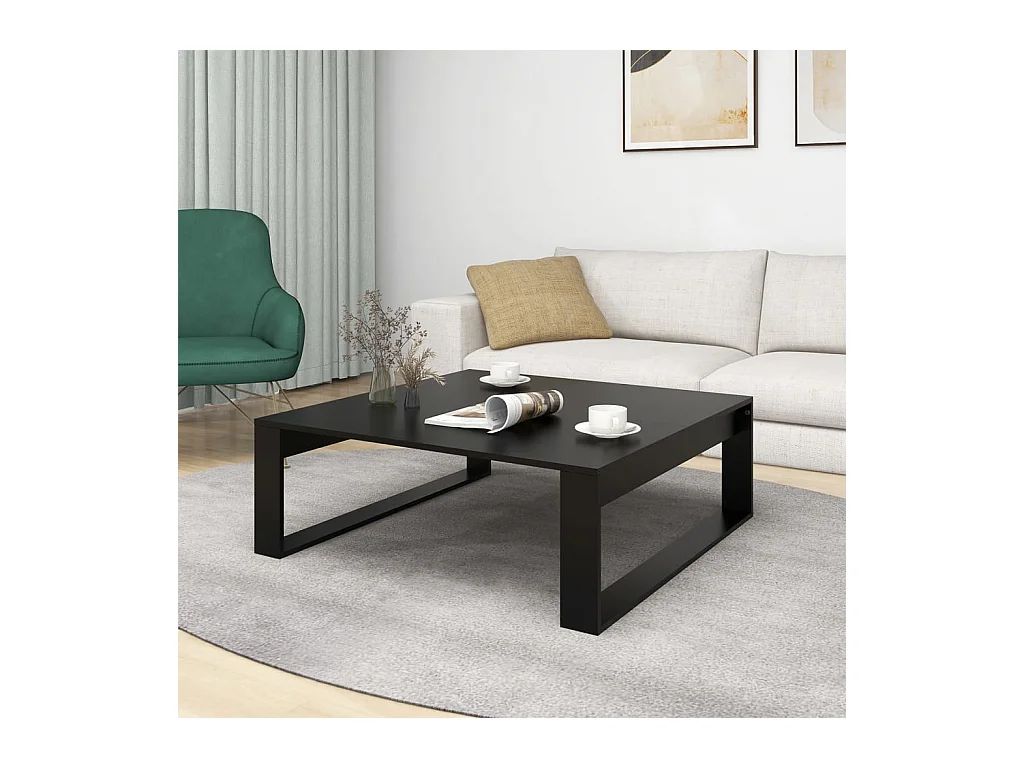 Table basse Noir 100x100x35 cm Bois d’ingénierie