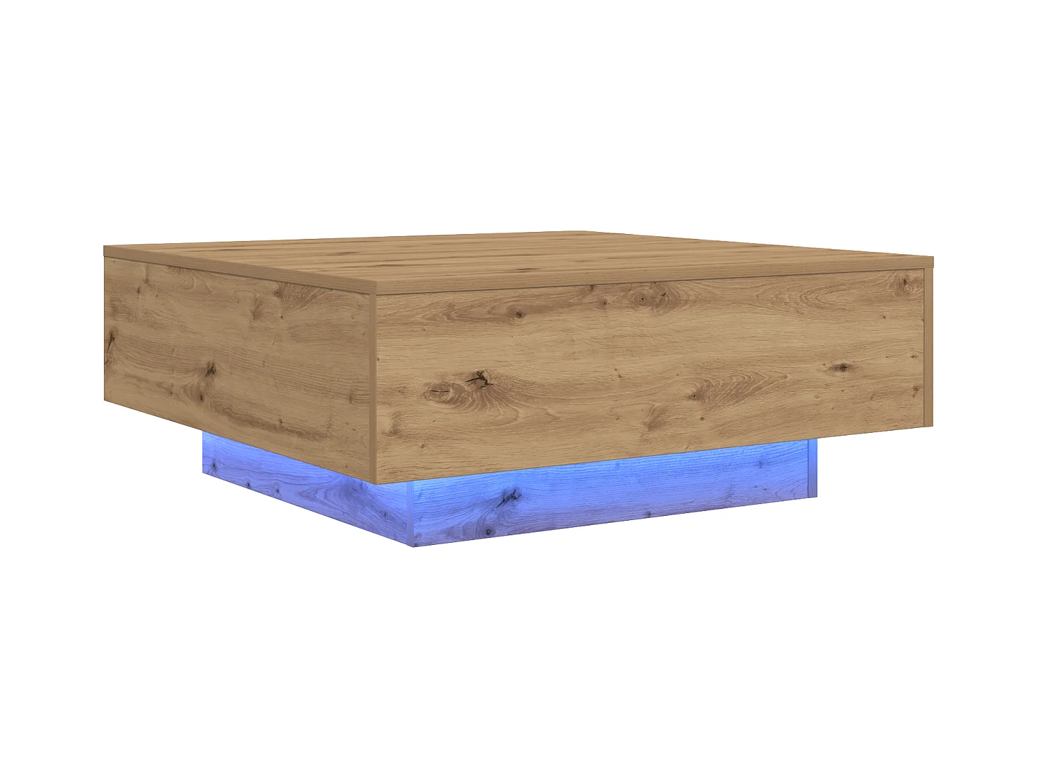 Tavolino con luci LED Artisan rovere 80x80x31 cm