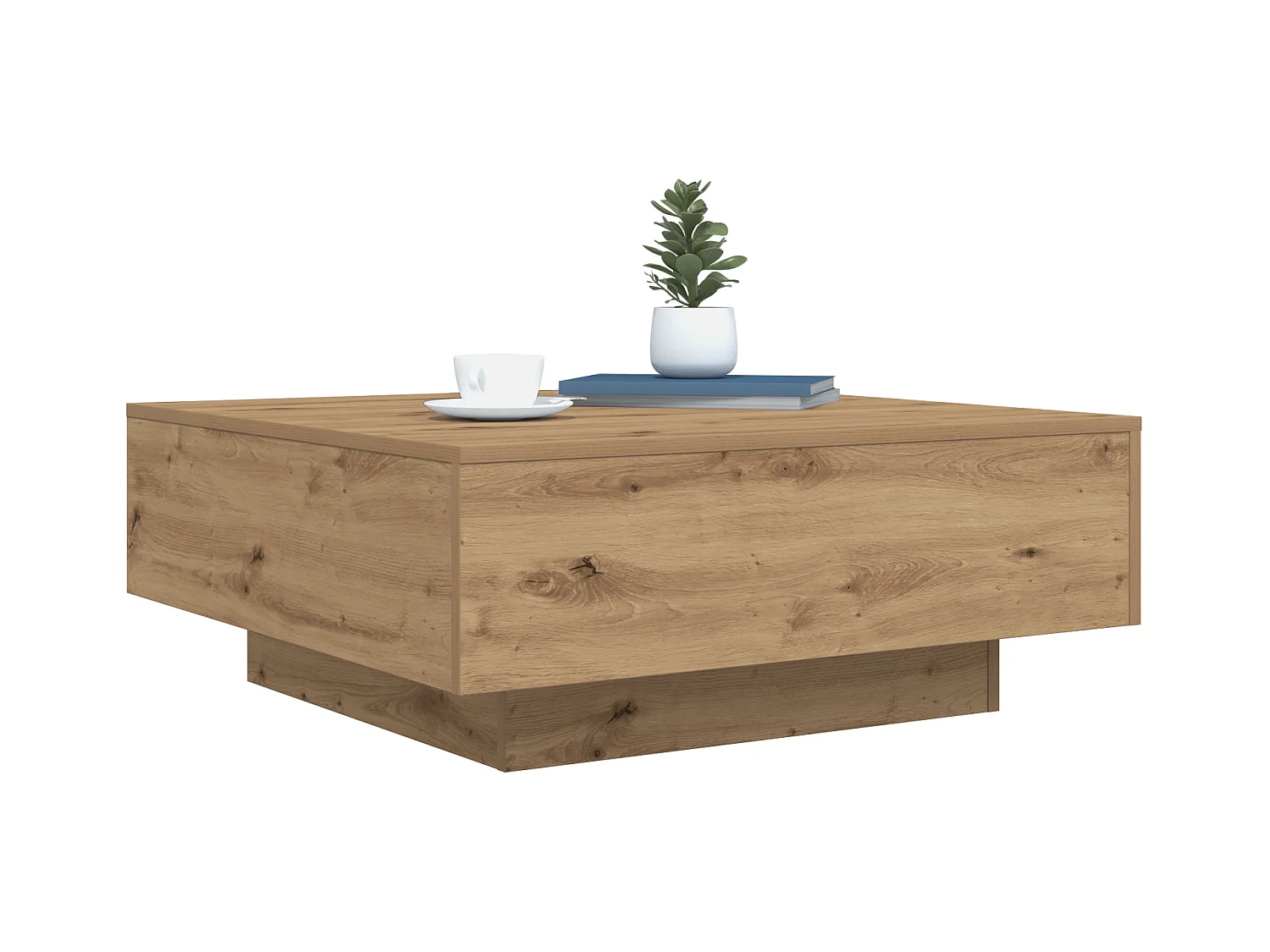 Tavolino con luci LED Artisan rovere 80x80x31 cm