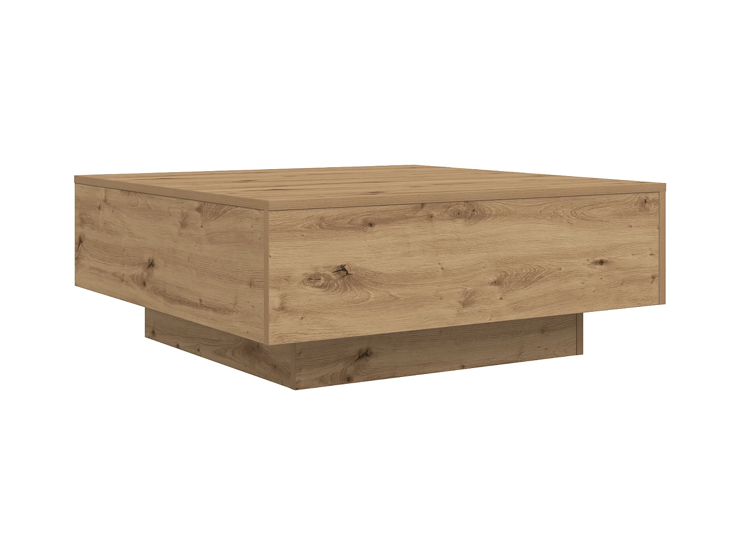 Tavolino con luci LED Artisan rovere 80x80x31 cm