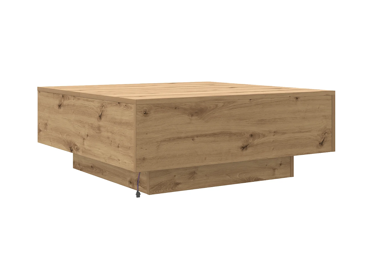 Tavolino con luci LED Artisan rovere 80x80x31 cm