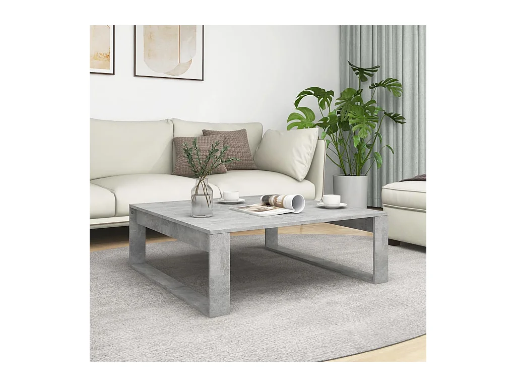 Betongrijze salontafel 100x100x35 cm bewerkt hout