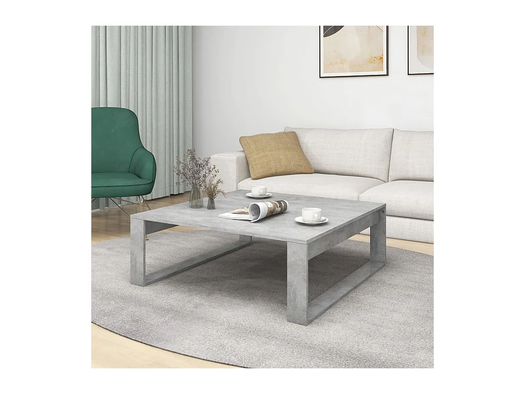 Betongrijze salontafel 100x100x35 cm bewerkt hout