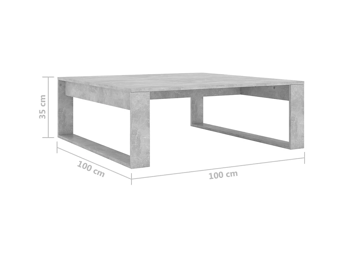 Betongrijze salontafel 100x100x35 cm bewerkt hout