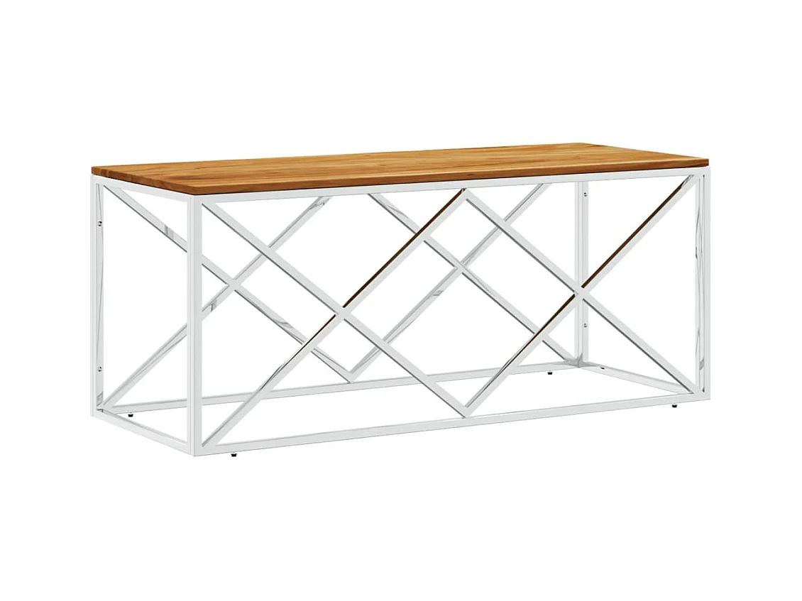 Table basse acier inoxydable et bois massif d'acacia