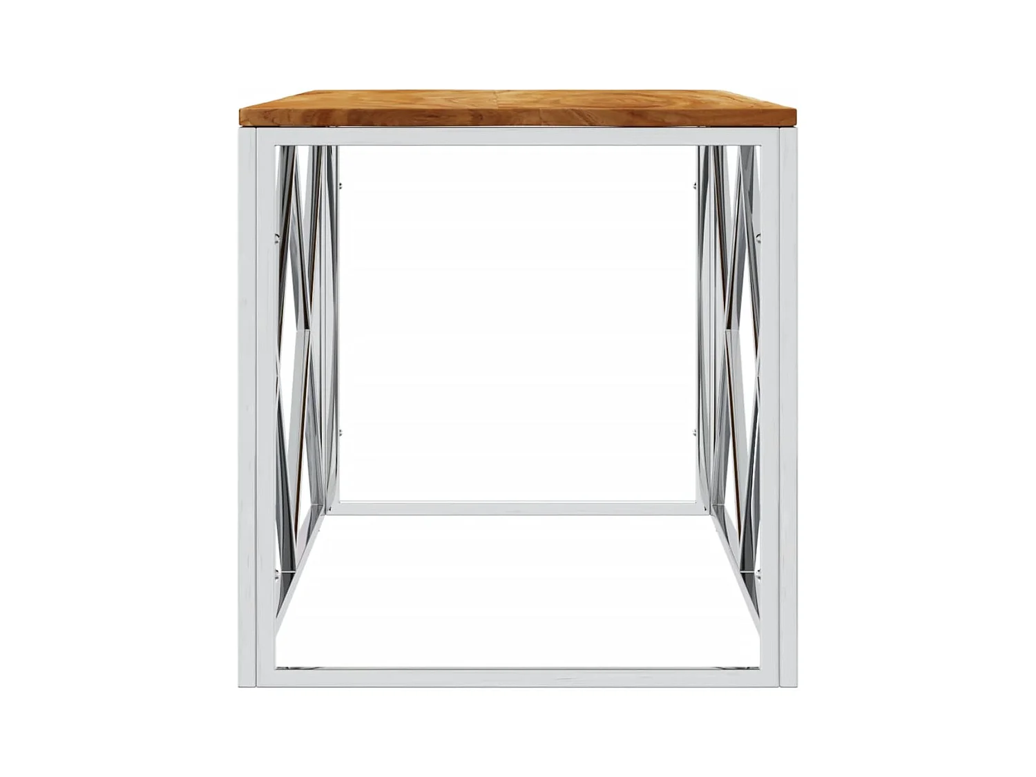 Table basse acier inoxydable et bois massif d'acacia