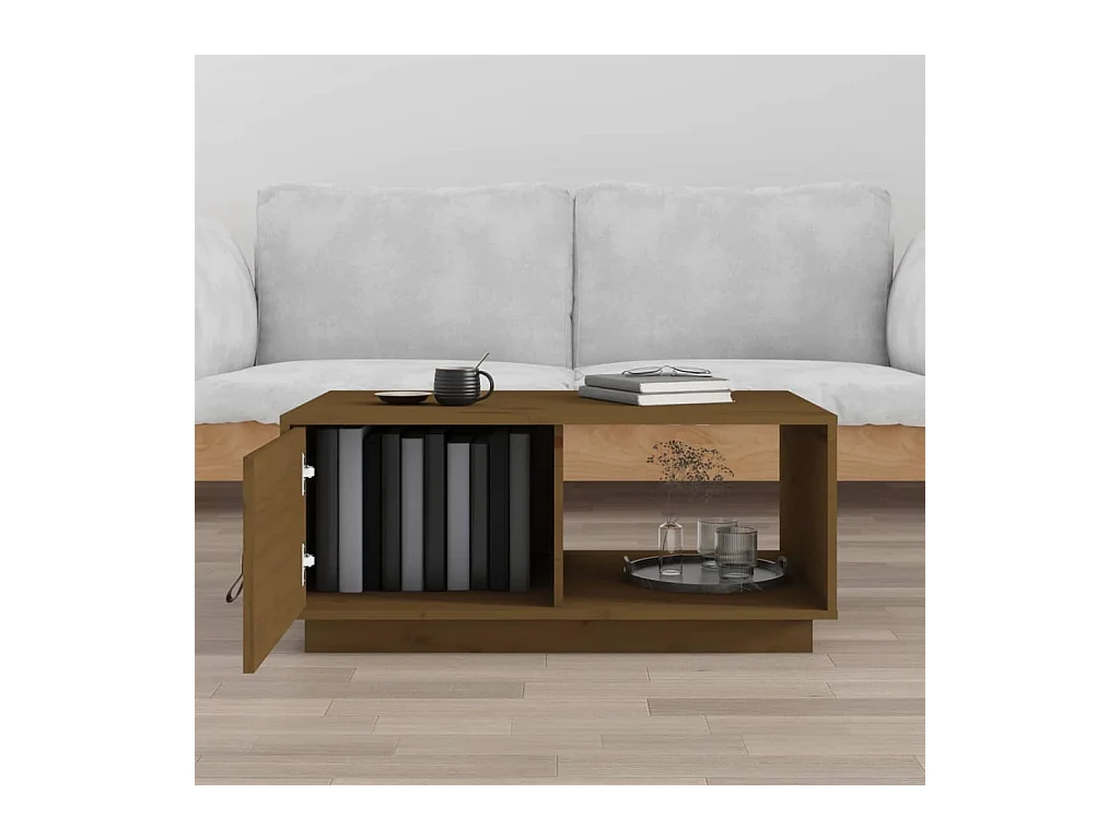 Tavolino da caffè color miele 80x50x35,5 cm in legno massello di pino