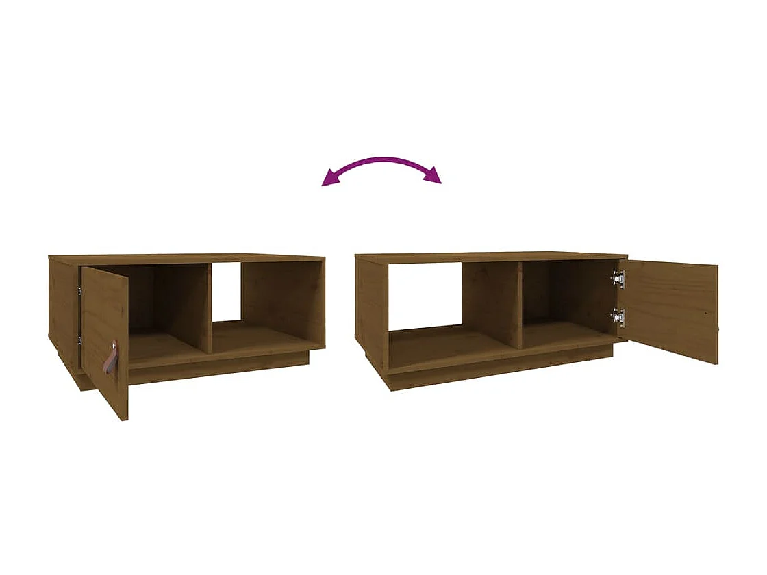 Tavolino da caffè color miele 80x50x35,5 cm in legno massello di pino