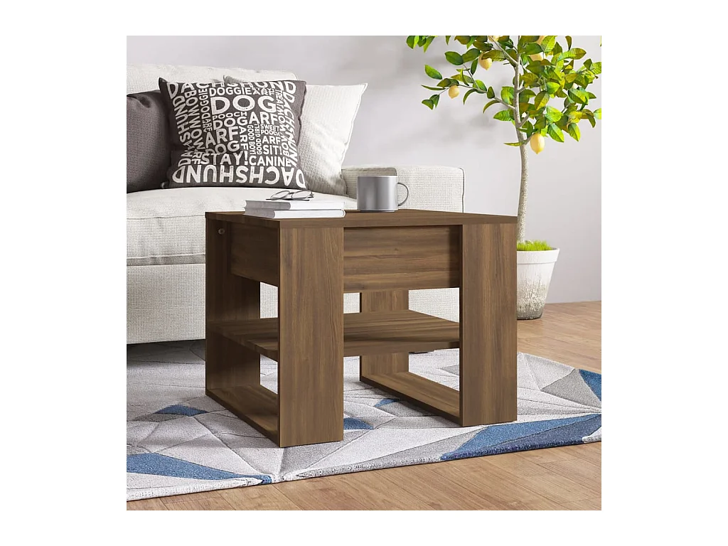 Tavolino da caffè Rovere marrone 55,5x55x45 cm Legno ingegnerizzato