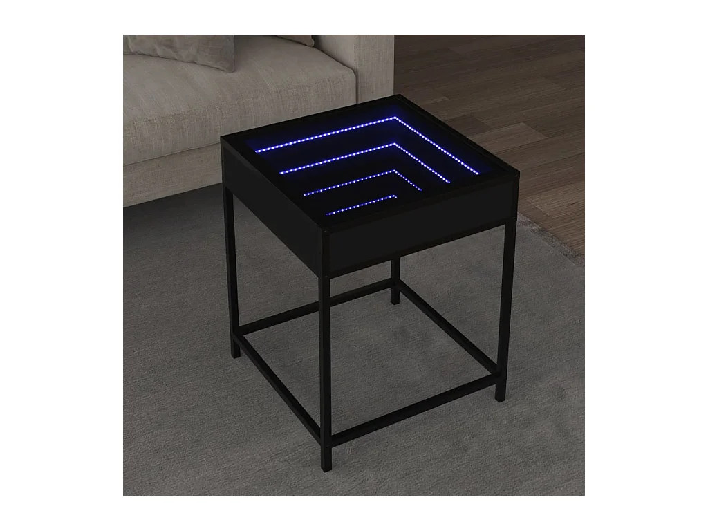 Table basse avec LED Infinity noir 40x40x51 cm