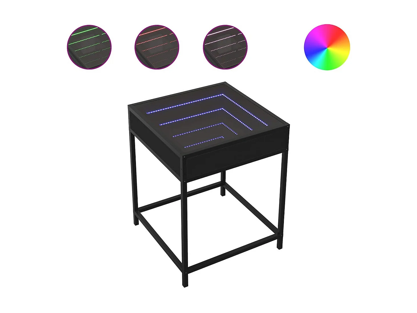 Infinity schwarzer LED-Couchtisch 40x40x51 cm