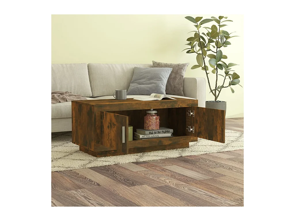 Table basse Chêne fumé 102x50x45 cm Bois d'ingénierie