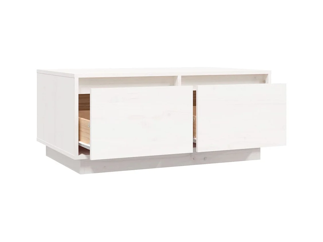 Table basse Blanc 80x50x35 cm Bois massif de pin