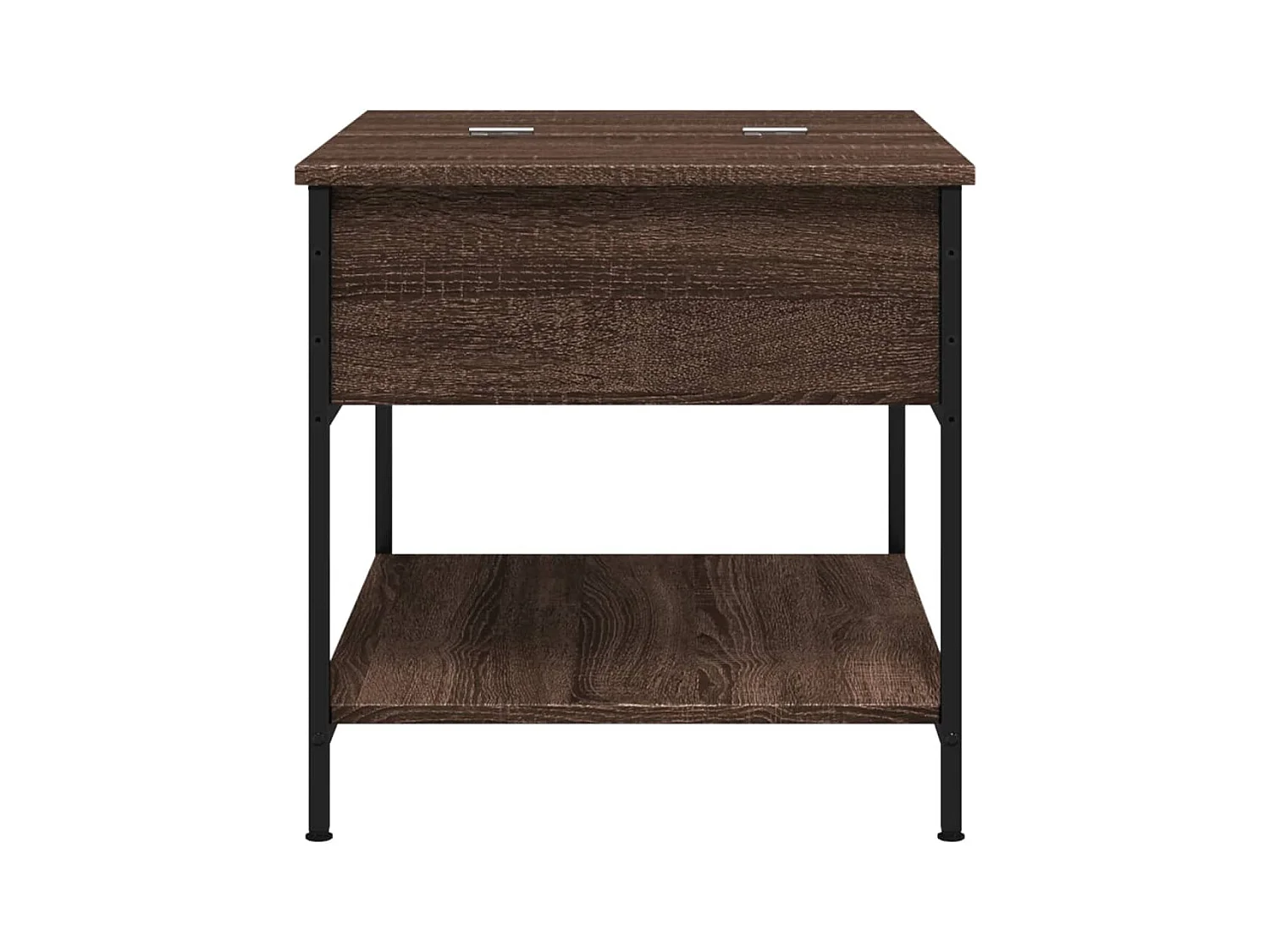 Table basse chêne marron 70x50x50 cm bois d'ingénierie et métal