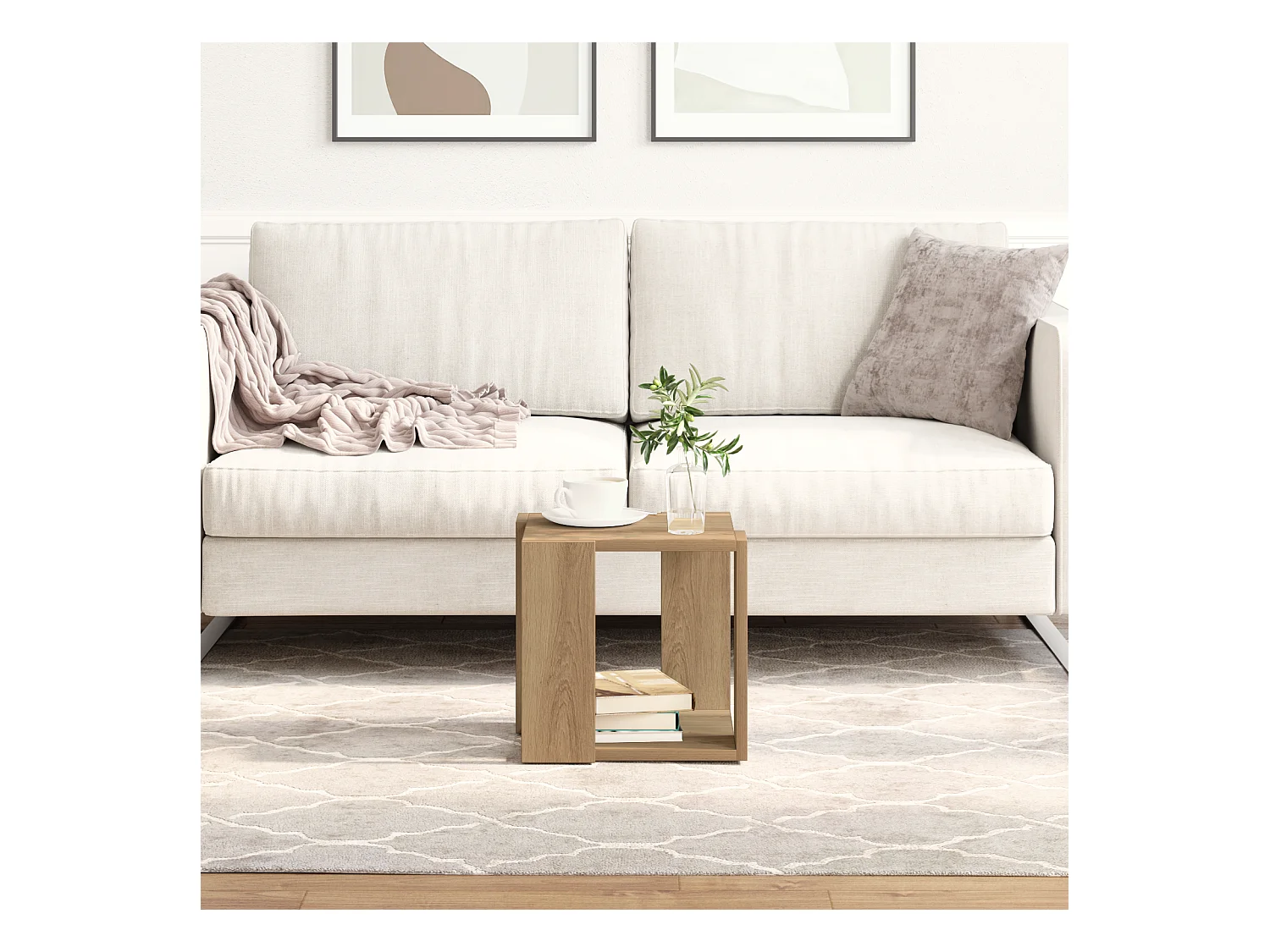 Table basse Chêne artisan Bois massif 32 x 32 x 30 cm Durable