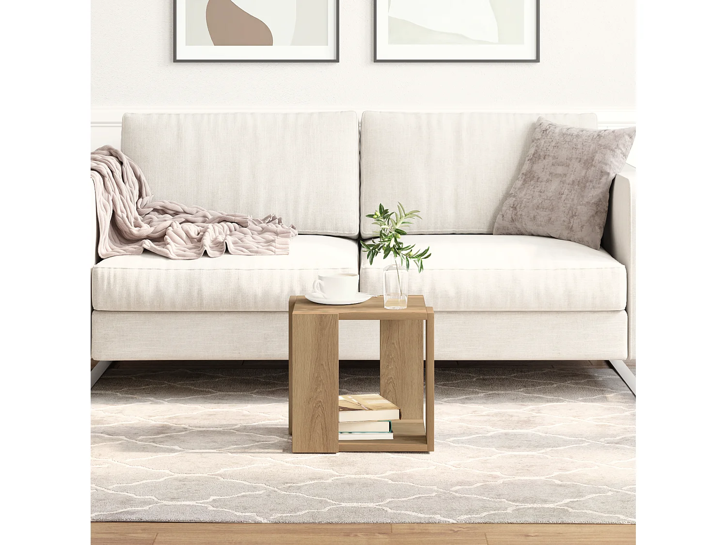 Salontafel Artisan eiken Massief hout 32 x 32 x 30 cm Duurzaam