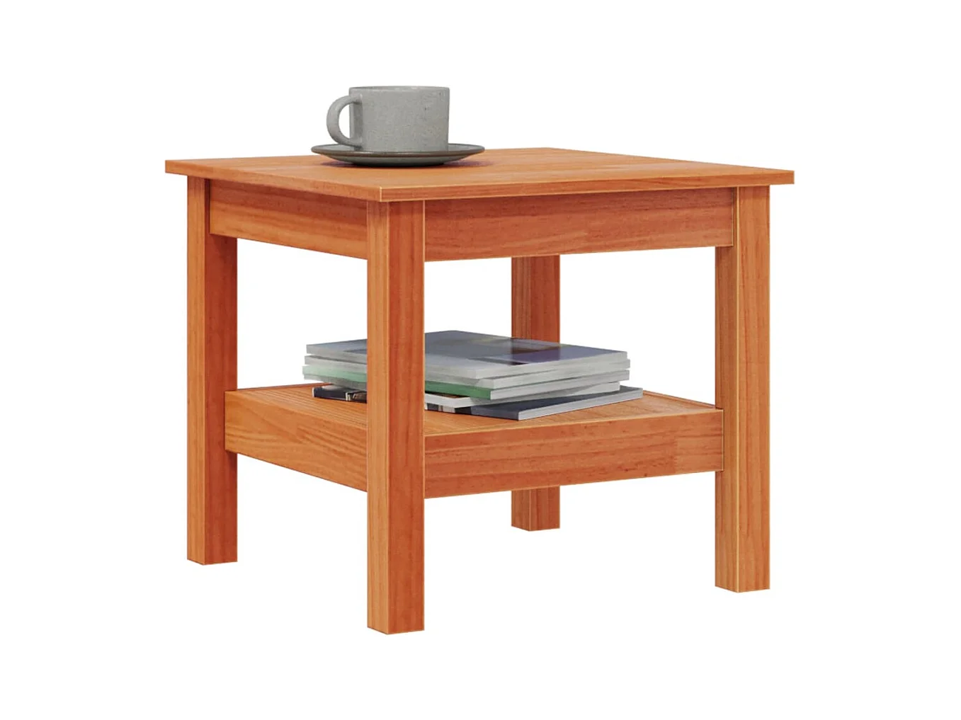 Mesa de centro encerada marrón 45x45x40 cm madera maciza de pino