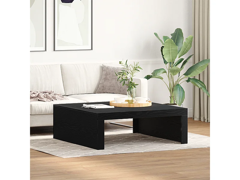 Table basse en chêne noir - 100 x 100 x 35 cm, faite en bois d'ingénierie de qualité.