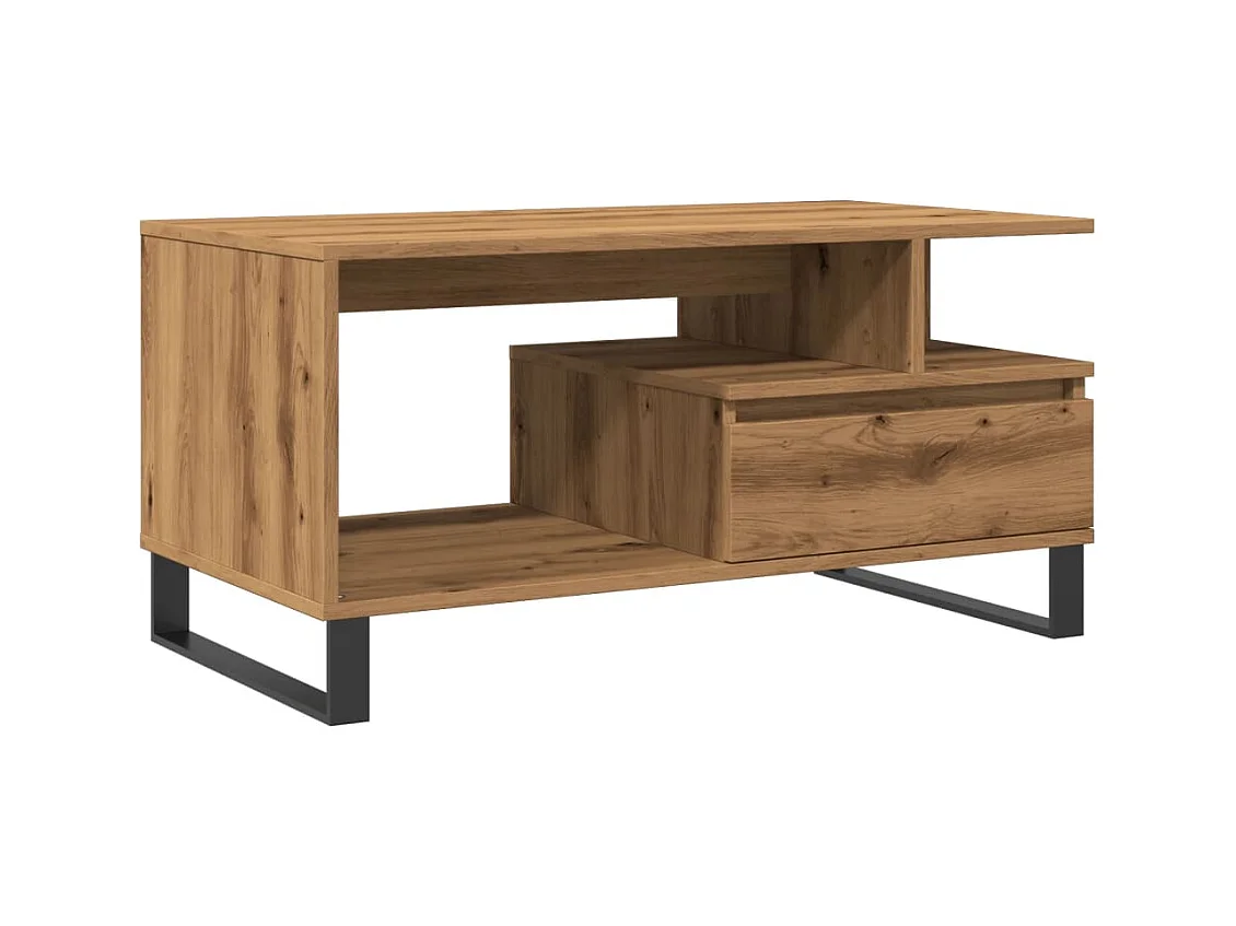 Handgemaakte eikenhouten salontafel 90x49x45 cm bewerkt hout