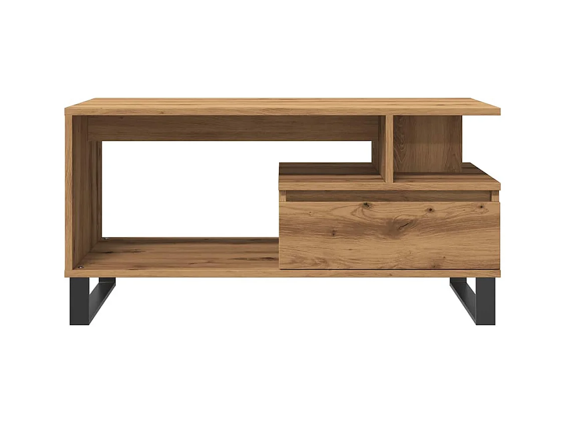 Handgemaakte eikenhouten salontafel 90x49x45 cm bewerkt hout