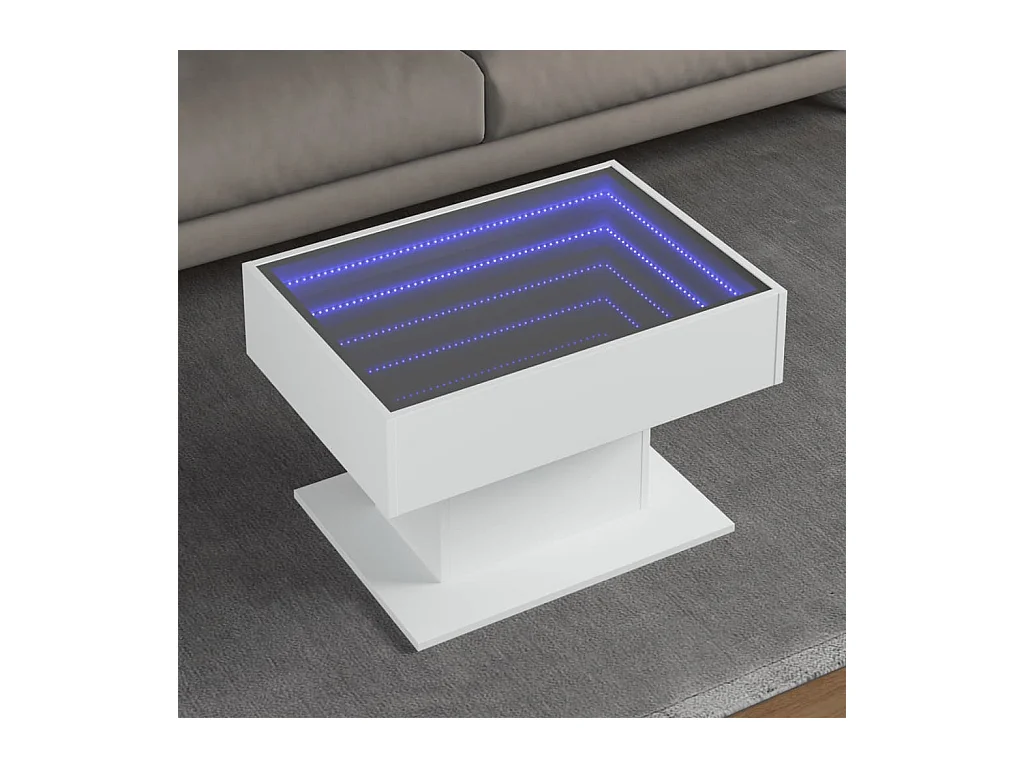 Table basse avec LED blanc 70x50x45 cm bois d'ingénierie