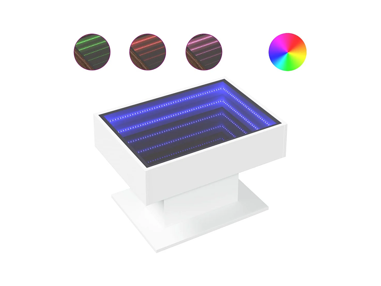 Table basse avec LED blanc 70x50x45 cm bois d'ingénierie