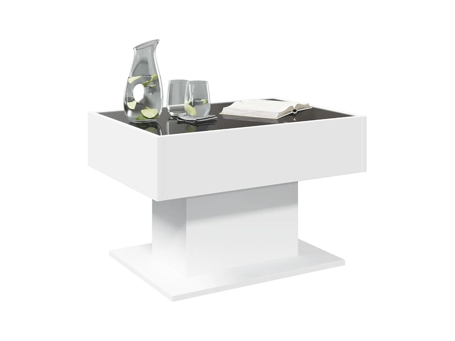 Table basse avec LED blanc 70x50x45 cm bois d'ingénierie