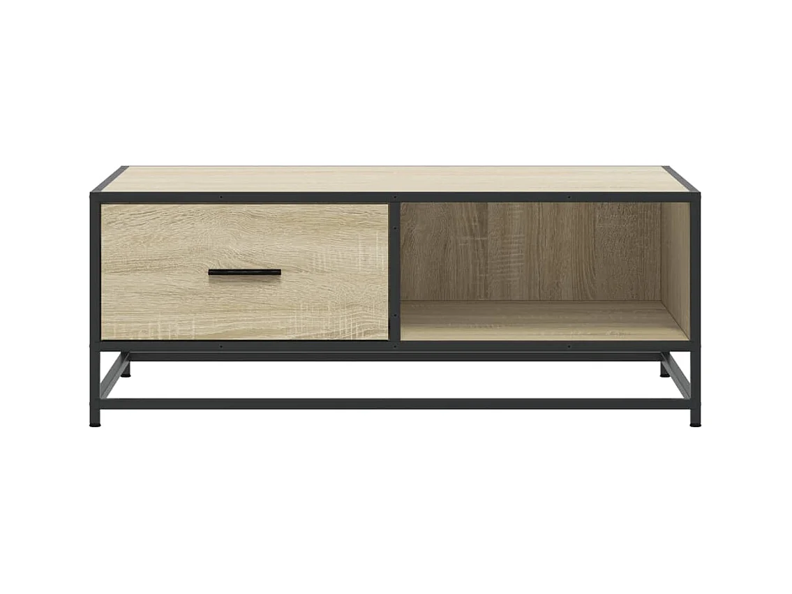 Mesa de centro de roble Sonoma 90x57x35 cm de madera contrachapada y metal