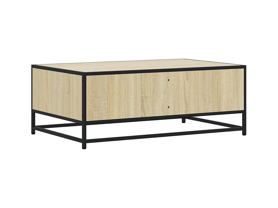 Mesa de centro de roble Sonoma 90x57x35 cm de madera contrachapada y metal