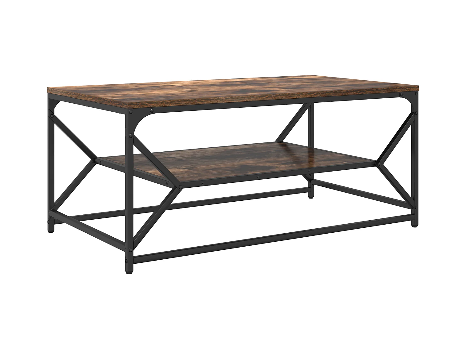 Table Basse avec Étagère Chêne Fumé 90x50x40 cm Bois Mécanisé