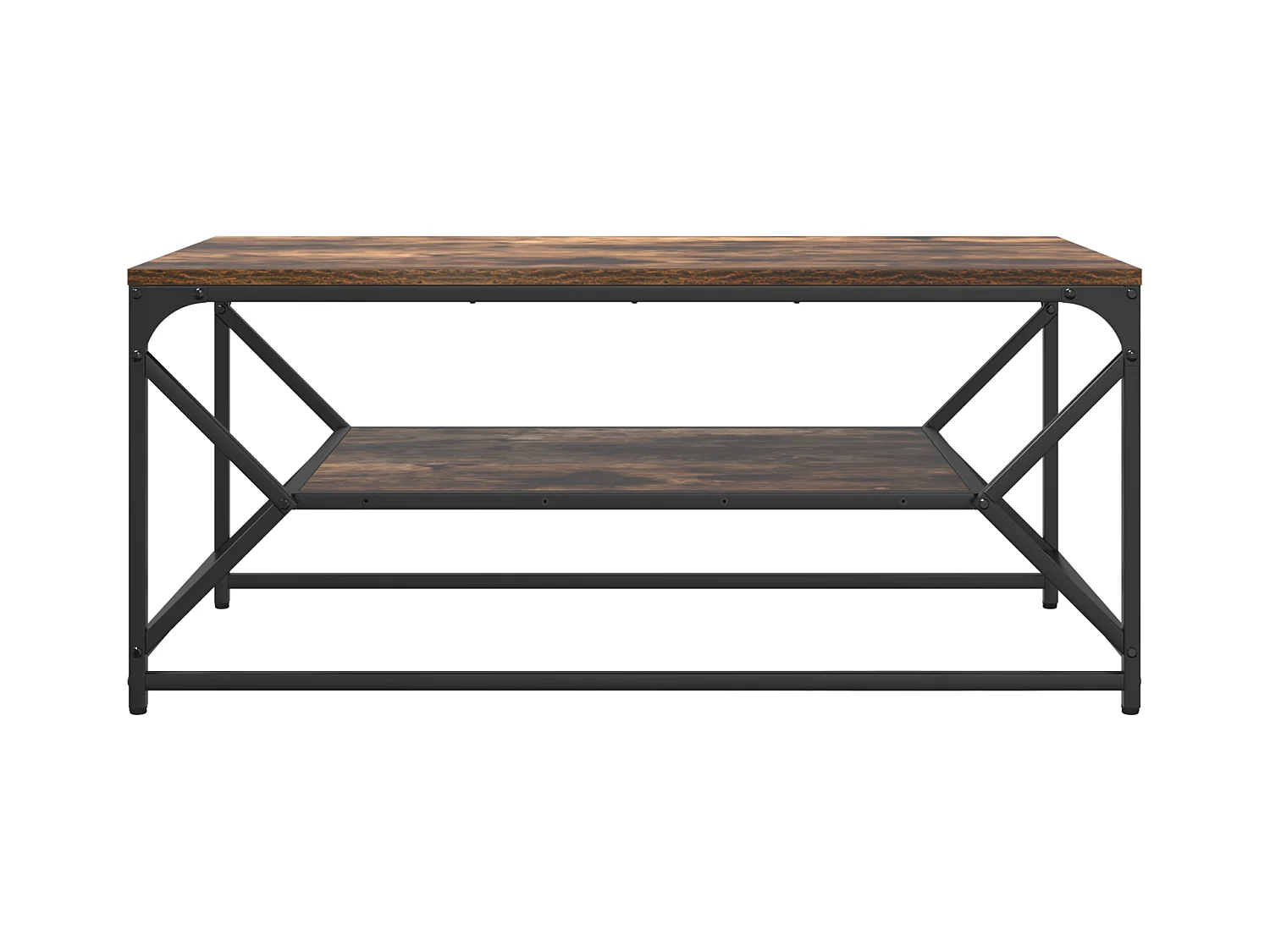 Table Basse avec Étagère Chêne Fumé 90x50x40 cm Bois Mécanisé