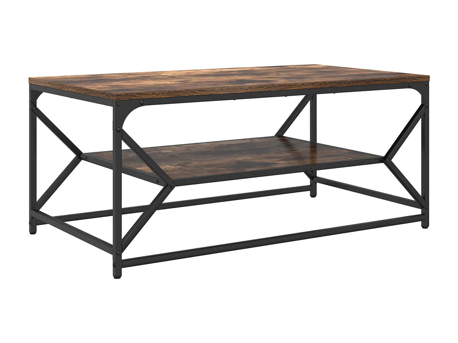 Table Basse avec Étagère Chêne Fumé 90x50x40 cm Bois Mécanisé