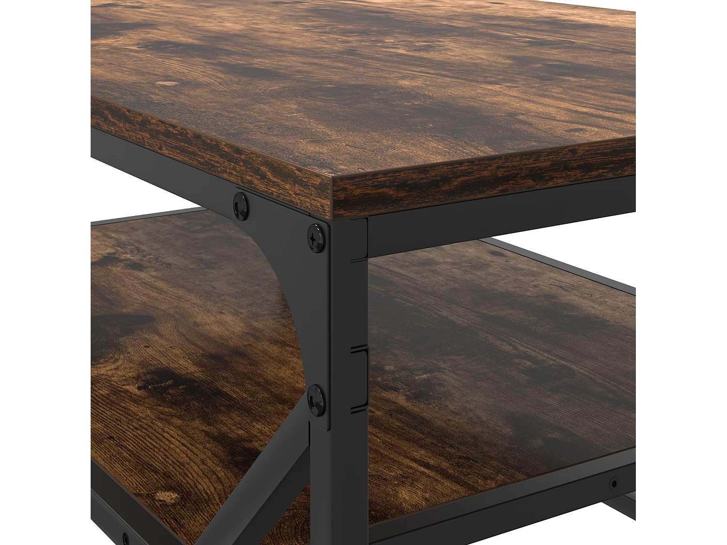 Table Basse avec Étagère Chêne Fumé 90x50x40 cm Bois Mécanisé