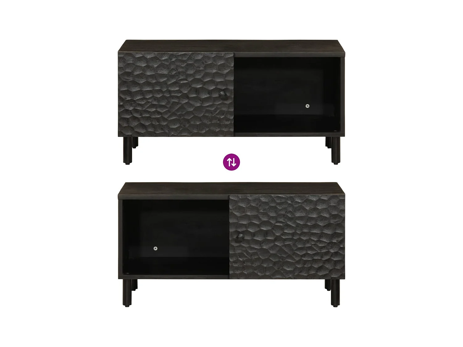 Table basse noir 80x50x40 cm bois massif de manguier