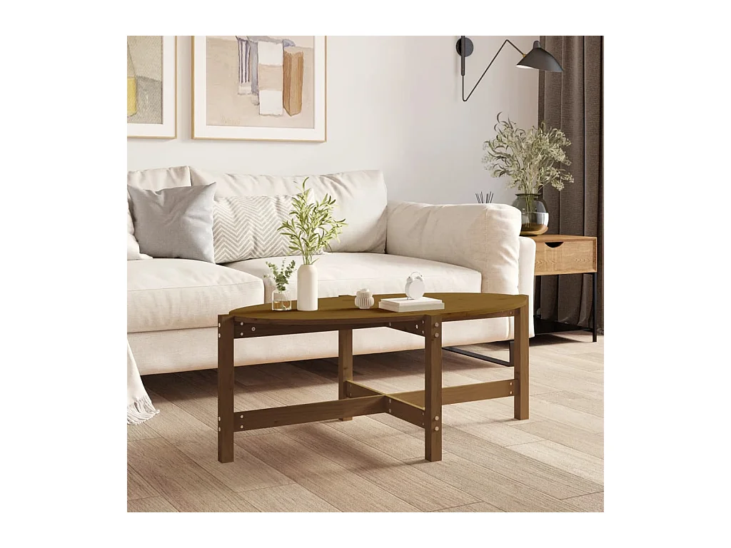 Table basse Marron miel 118x63x45 cm Bois massif de pin