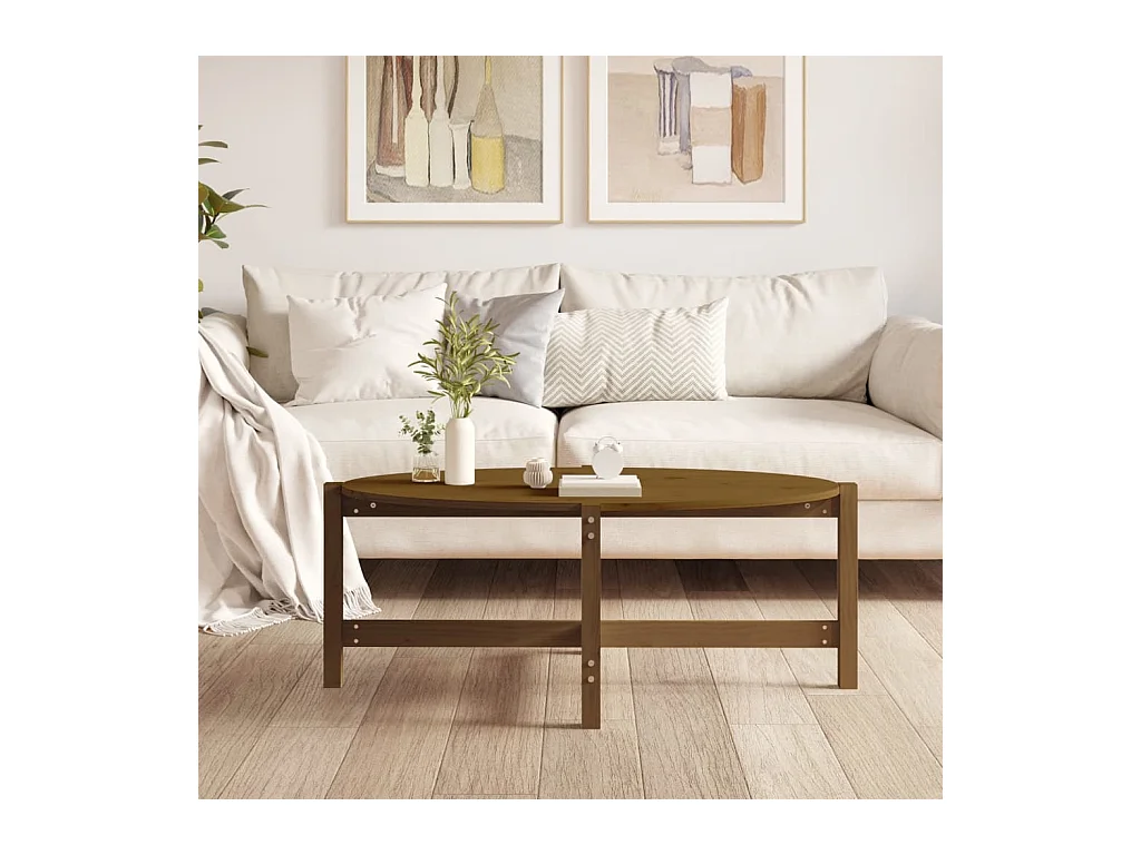 Table basse Marron miel 118x63x45 cm Bois massif de pin