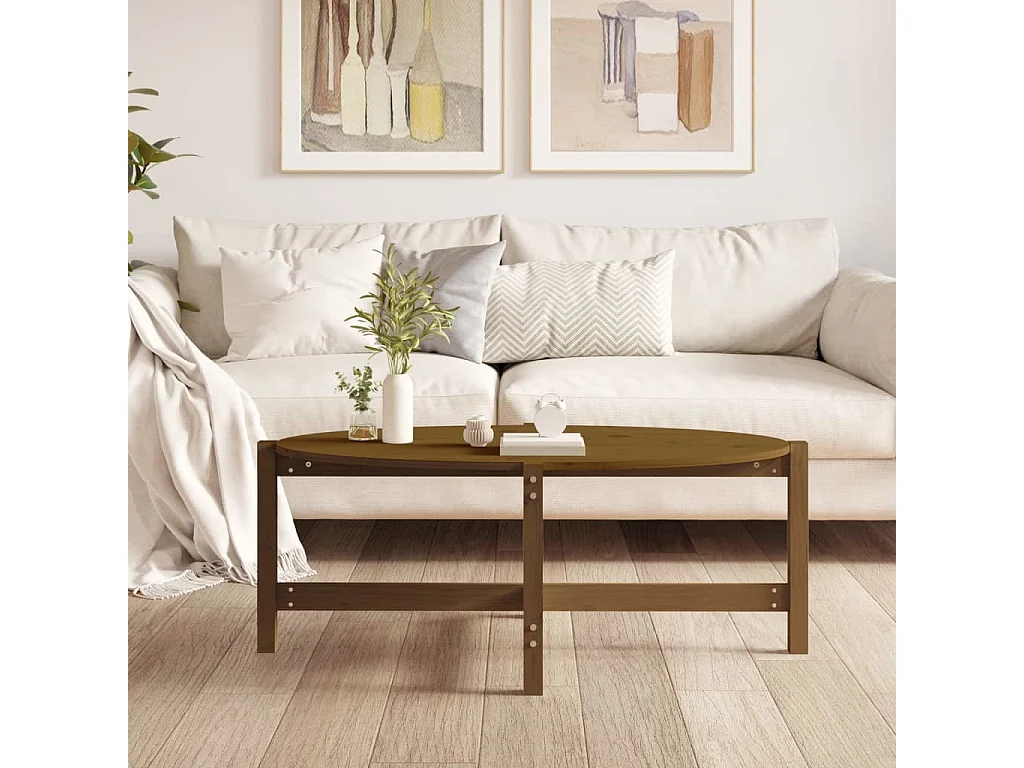 Honingbruine salontafel 118x63x45 cm massief grenenhout