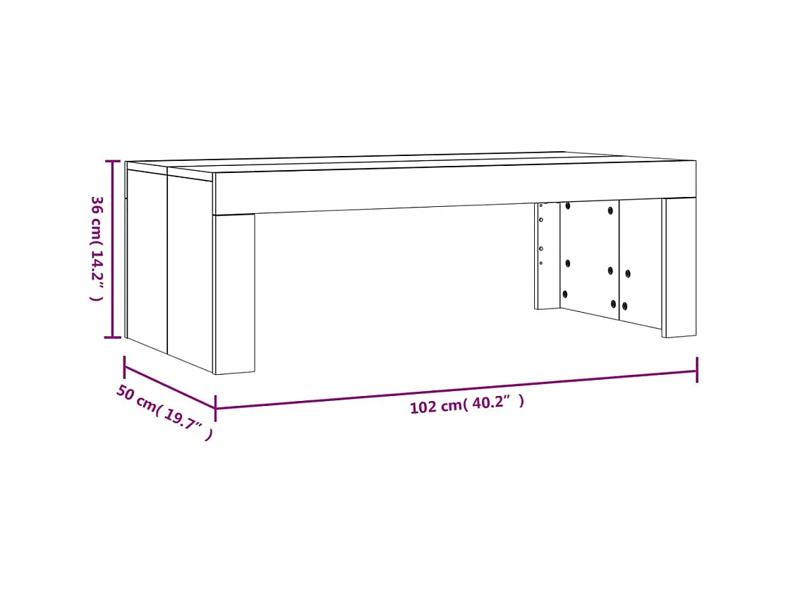Table basse chêne sonoma 102x50x36 cm bois d'ingénierie