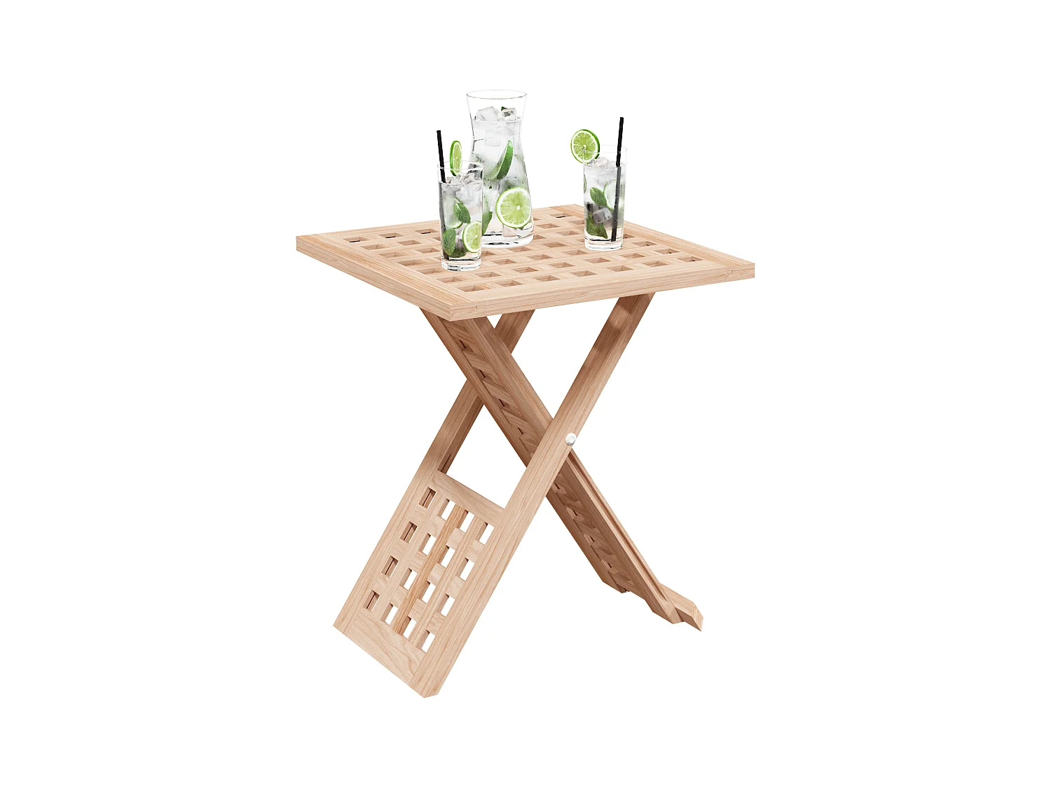 Tavolino pieghevole 33x33x40,5 cm in legno massello di noce