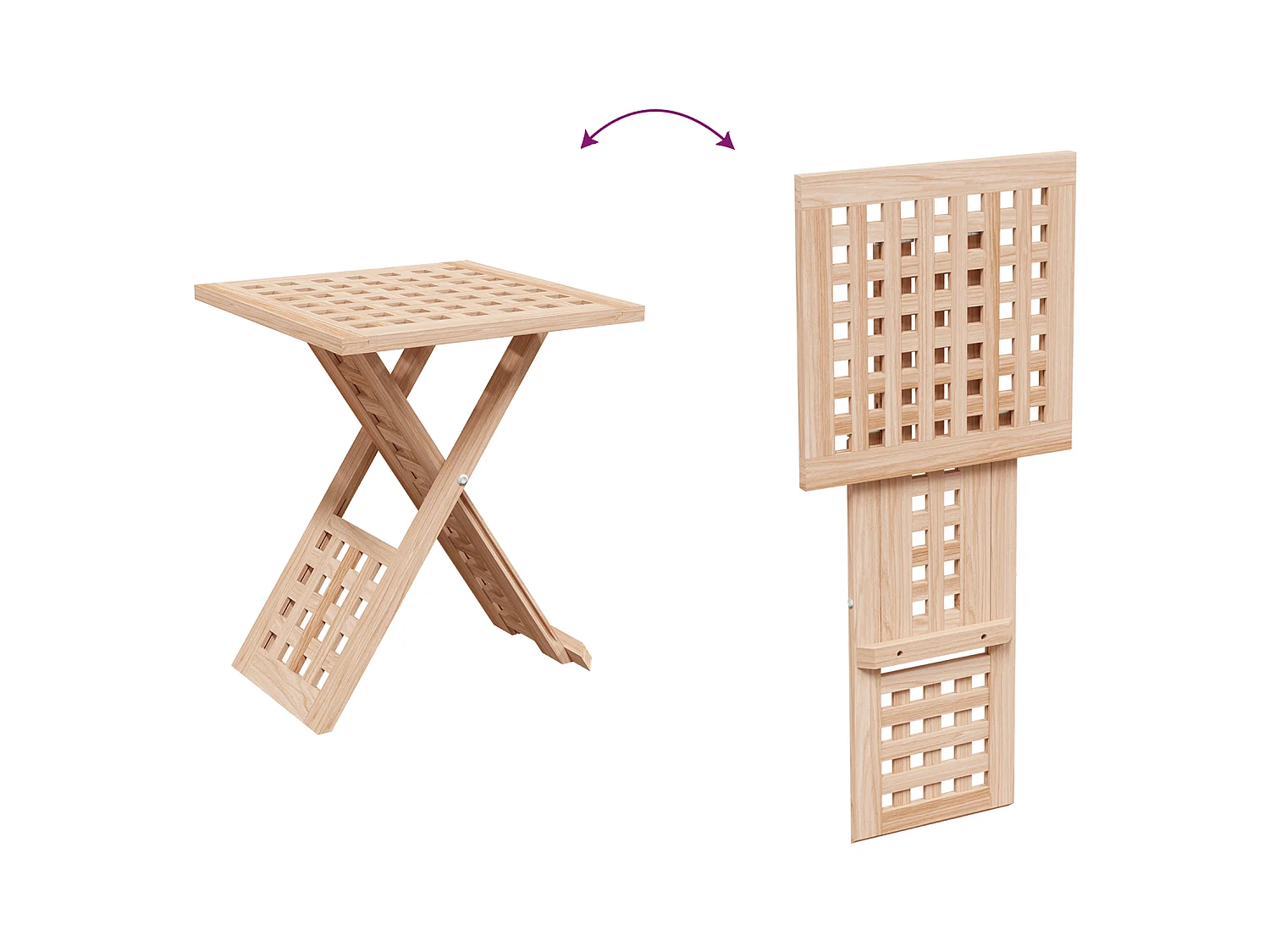 Tavolino pieghevole 33x33x40,5 cm in legno massello di noce