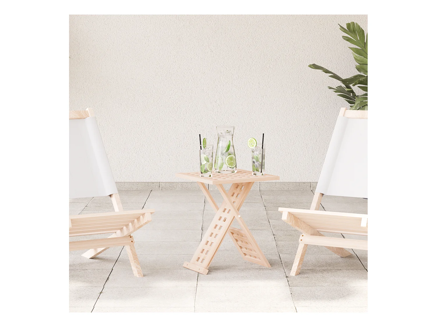 Mesa de centro plegable 33x33x40,5 cm en madera maciza de nogal