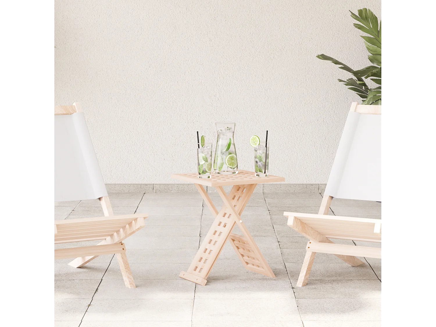 Table basse pliable 33x33x40,5 cm en bois massif noyer