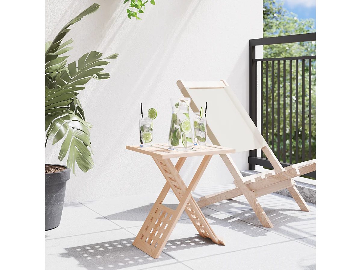 Table basse pliable 33x33x40,5 cm en bois massif noyer