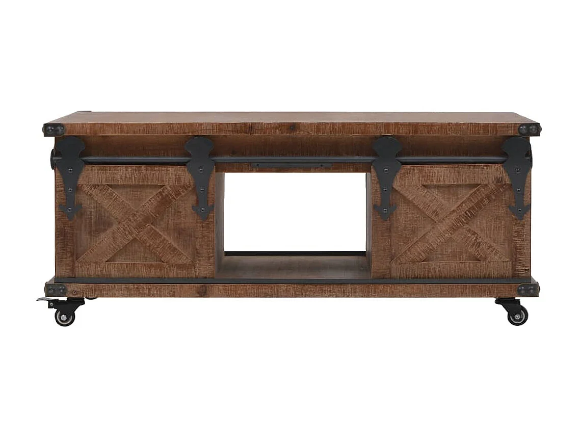 Tavolino da caffè in legno massello di abete 91x51x38 cm Marrone