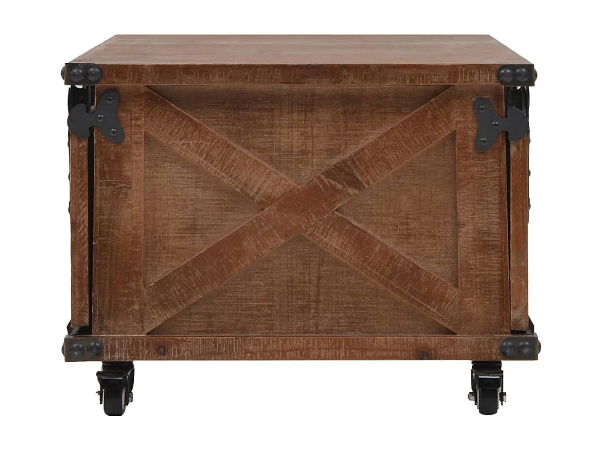 Tavolino da caffè in legno massello di abete 91x51x38 cm Marrone