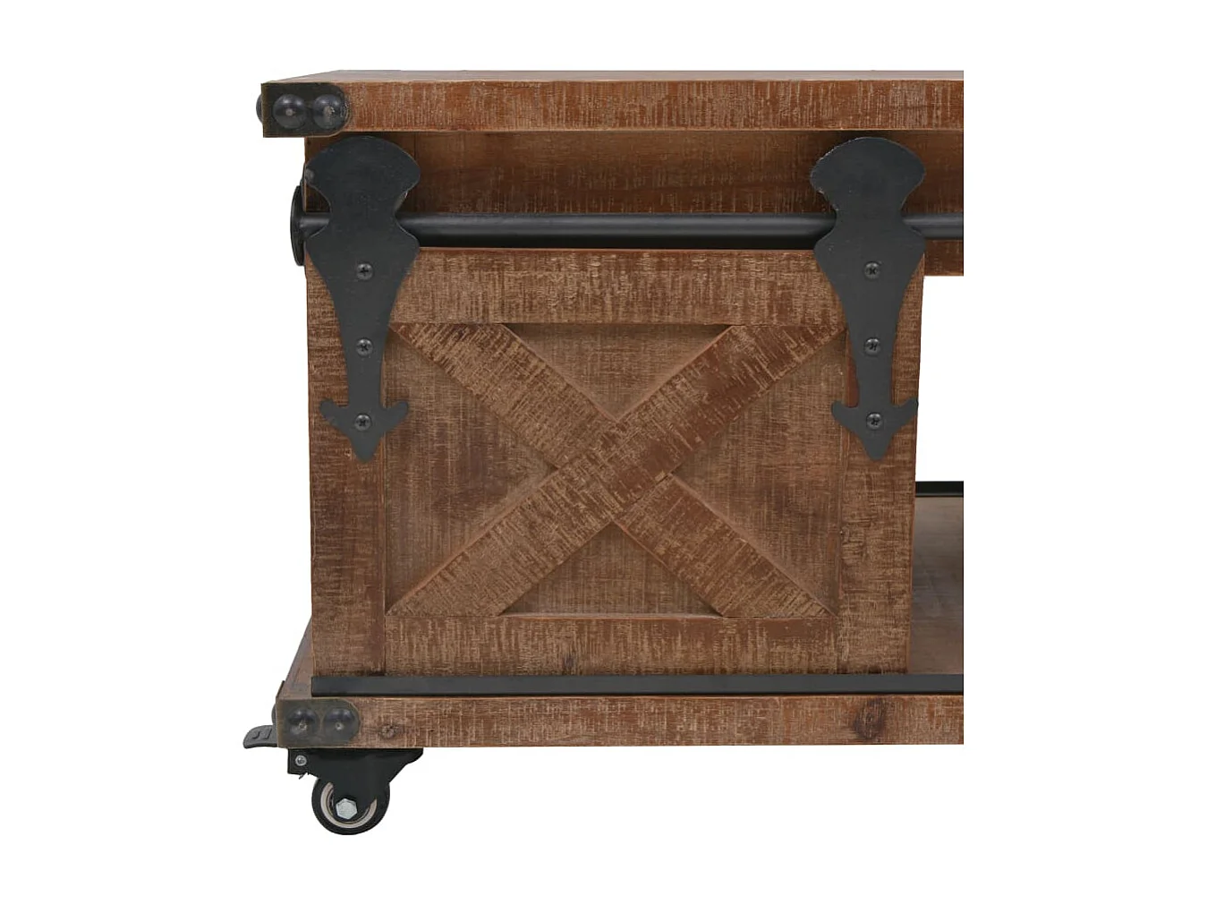 Tavolino da caffè in legno massello di abete 91x51x38 cm Marrone