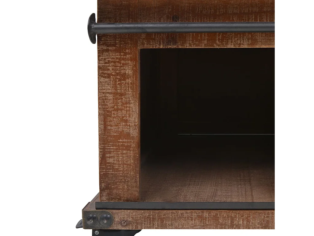 Tavolino da caffè in legno massello di abete 91x51x38 cm Marrone
