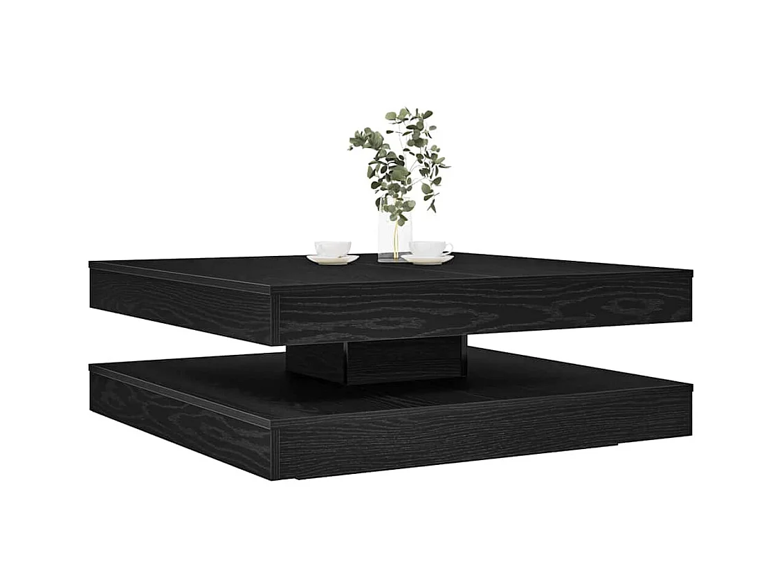 Table basse rotative à 360 degrés chêne noir 90x90x34,5 cm