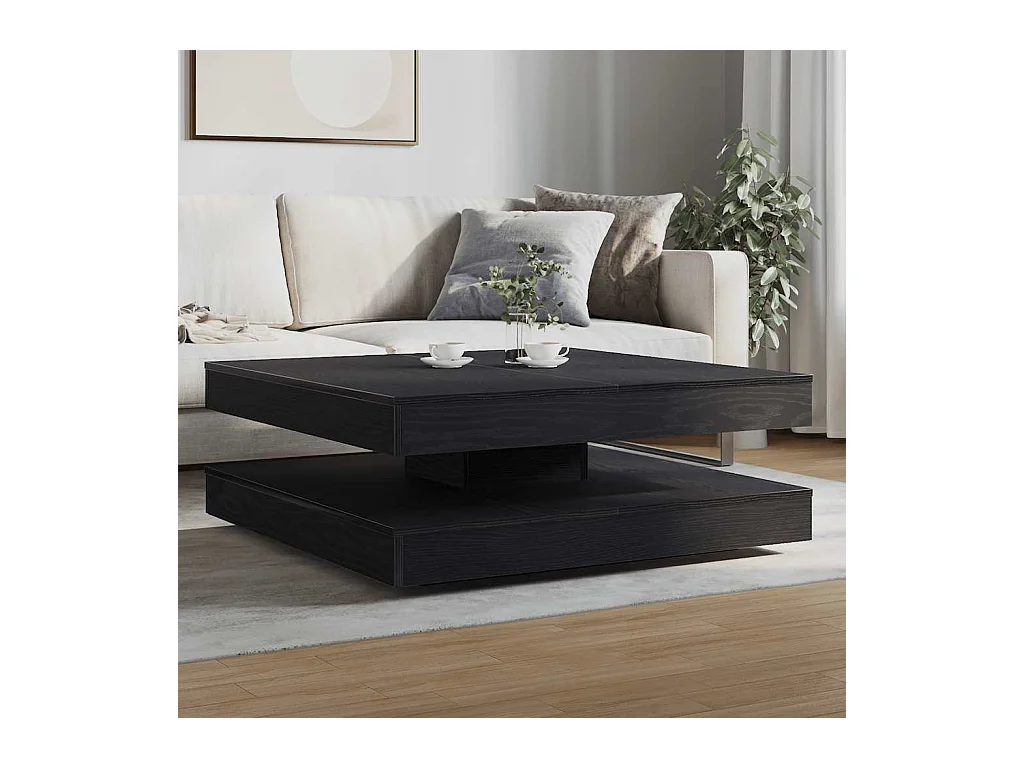 Table basse rotative à 360 degrés chêne noir 90x90x34,5 cm