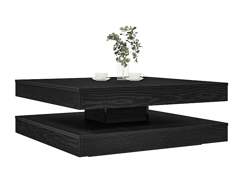 Tavolino girevole a 360 gradi in rovere nero 90x90x34,5 cm